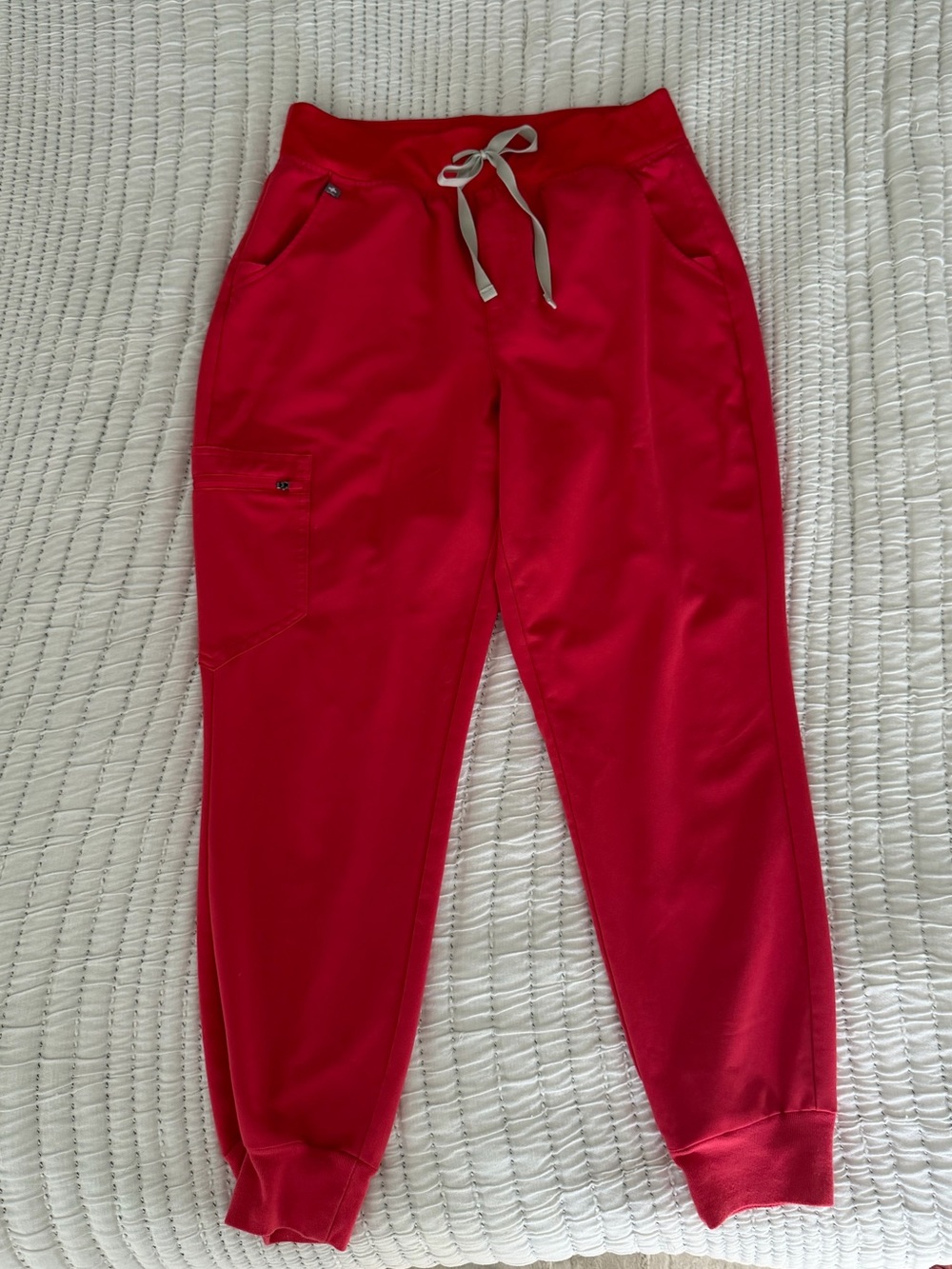 Figs Zamora Red Drawstring Joggers- PETITE
